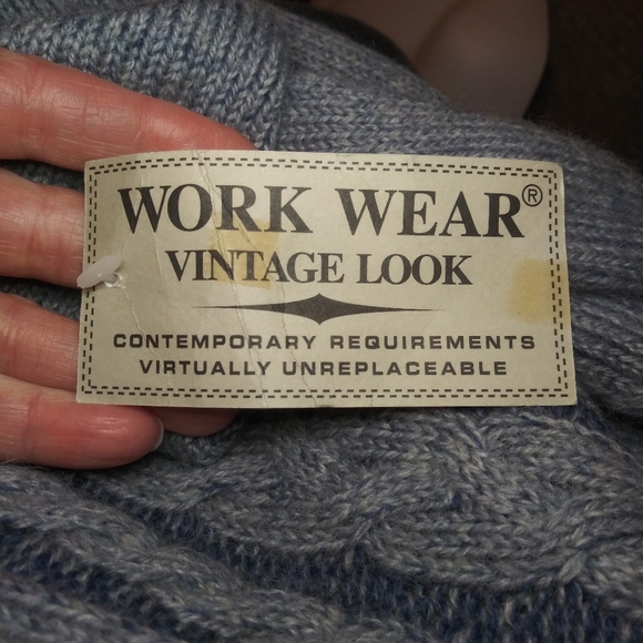 Vintage 90's/Y2K Work Wear Men's 3D Textured Denim Colored Wool Blend Sweater - Picture 7 of 8